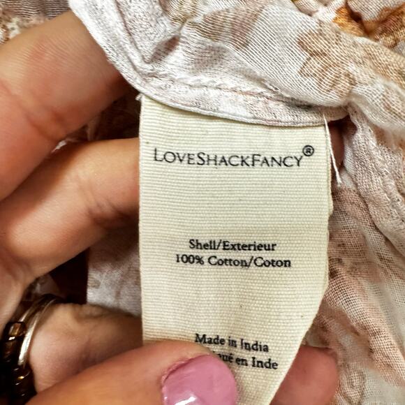 Love Shack Fancy Pink Floral Ruffle Dorin Cotton Crop Top Womens Small - Picture 6 of 8